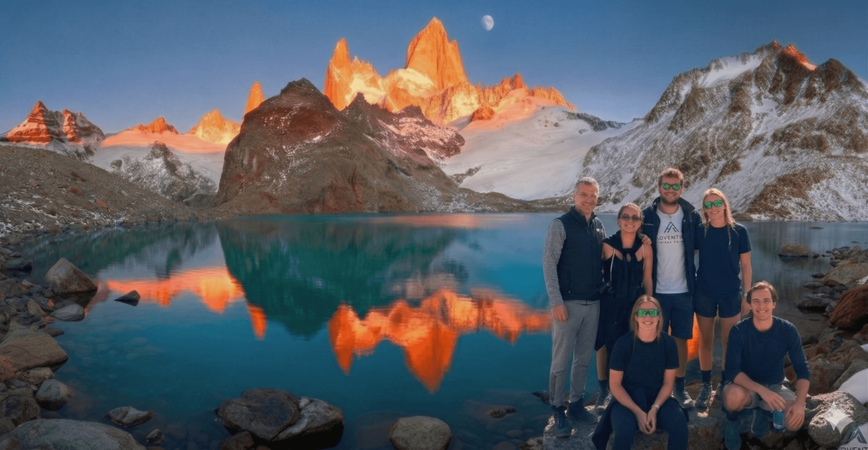 Travelers hiking through Torres del Paine National Park in Patagonia
