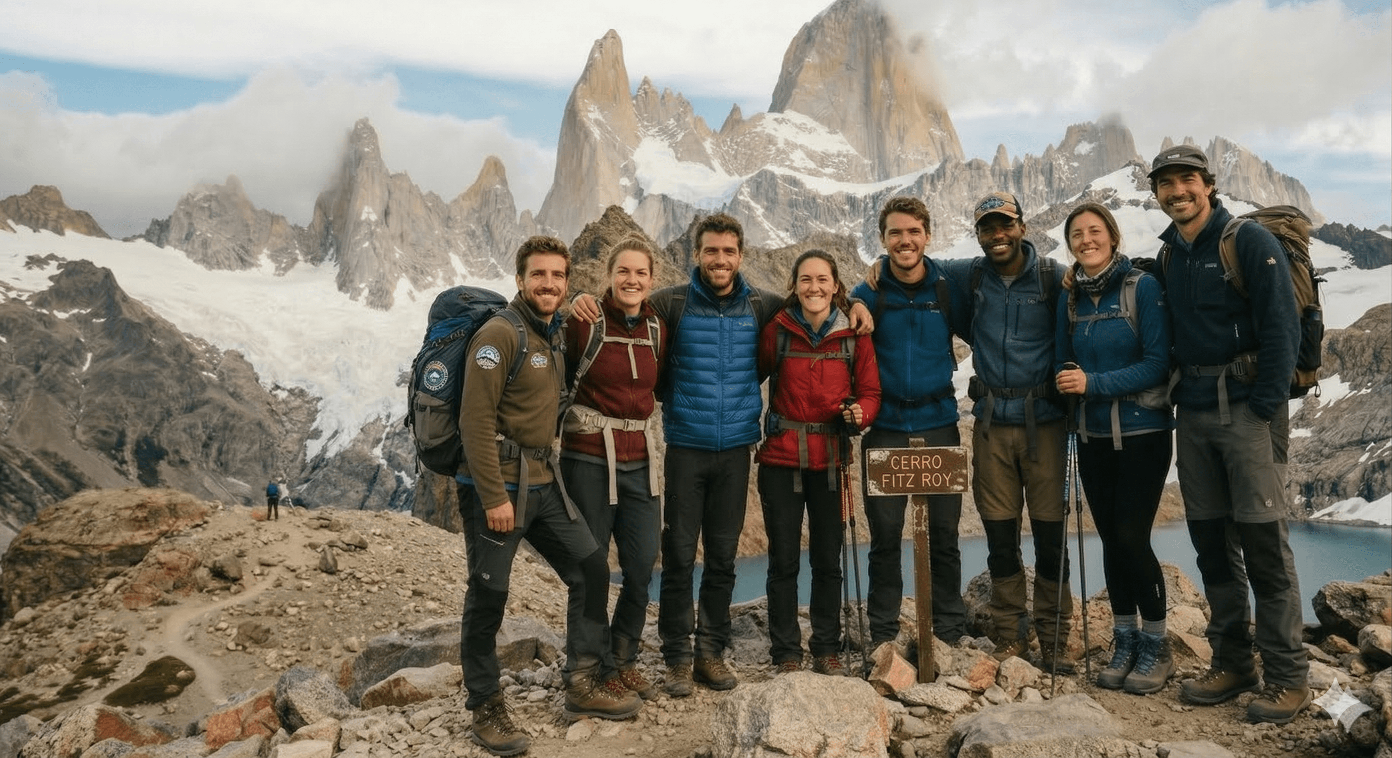 Trekker an der Basis der Torres im Torres-del-Paine-Nationalpark